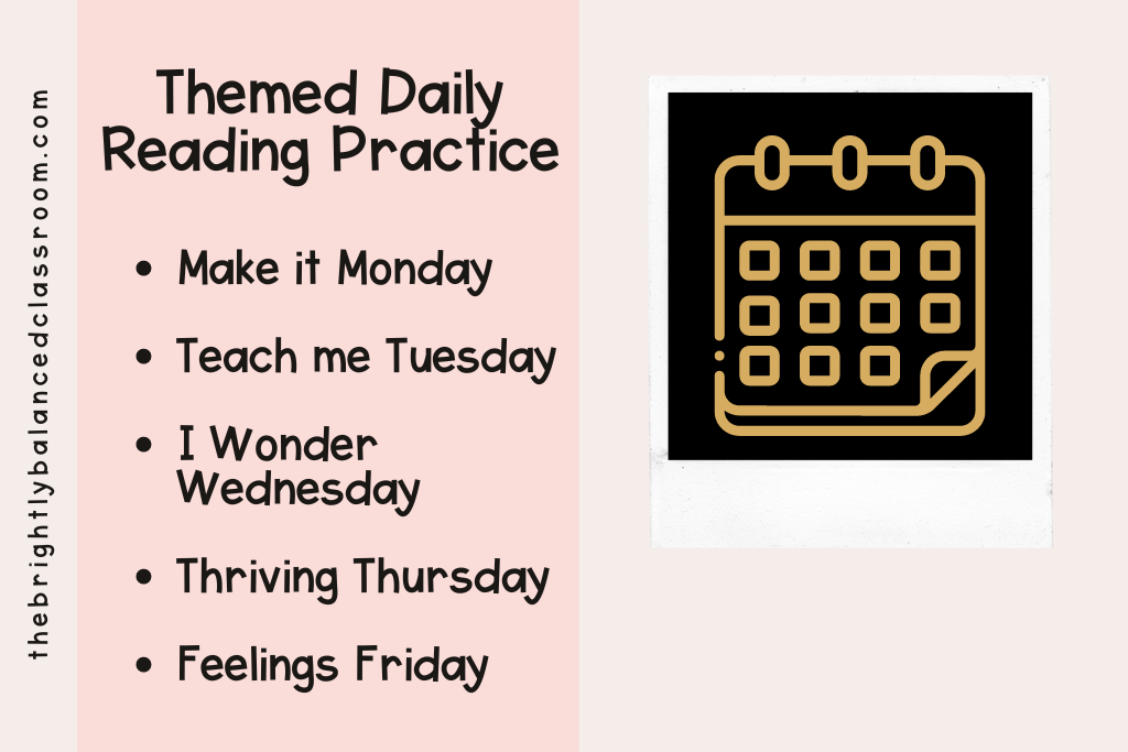 Daily themed reading schedule to follow for homeschool reading activities.