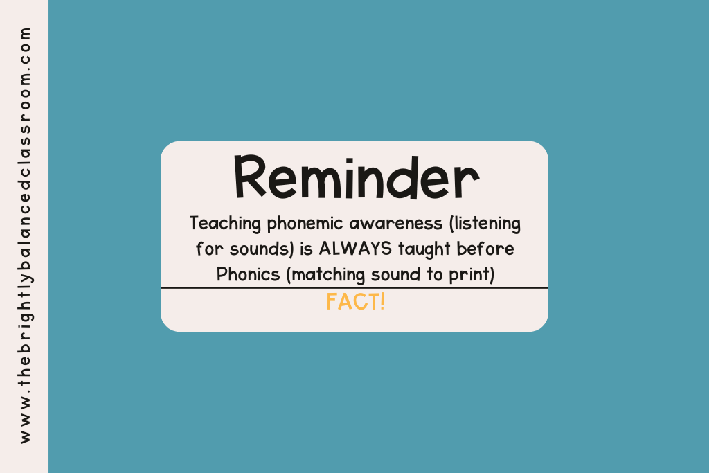 A reminder to always teach phonemic awareness before teaching a student phonics. 